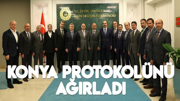 Konya protokolü Bakan Mehmet Özhaseki'yi ziyaret etti